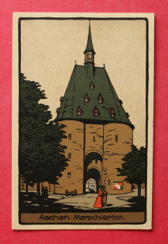 Postcard Litho PC Aachen 1905-1925 Marschiertor Town architecture NRW